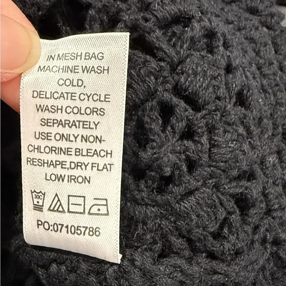 Jessica London Black Crochet Knit Open-Front Short Sleeve Cardigan Size 18/20 - Picture 8 of 11